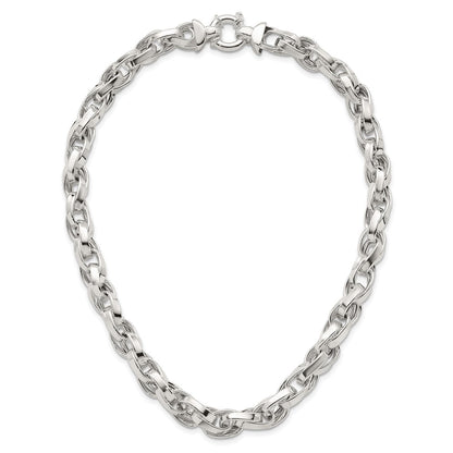 Sterling Silver Polished Double Twisted Link 18 Inch Necklace