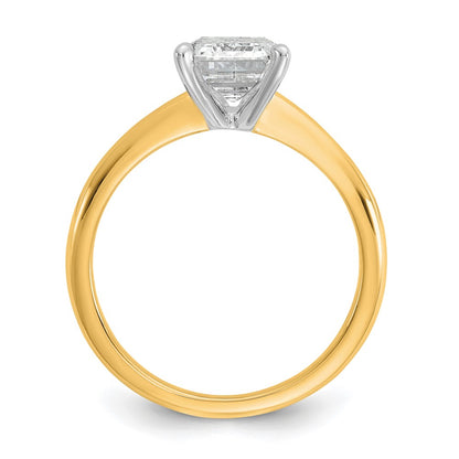 14K Two-Tone Gold Two-tone 2 carat Lab Grown Diamond VS+ F+ Emerald Solitaire Complete Engagement Ring