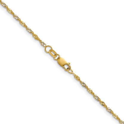 14K Yellow Gold with Rhodium 1.65mm Singapore 20 Inch Chain