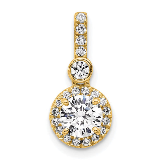 14K Yellow Gold 1 carat Lab Grown Diamond VS/SI+ G+ Round Complete Halo Pendant