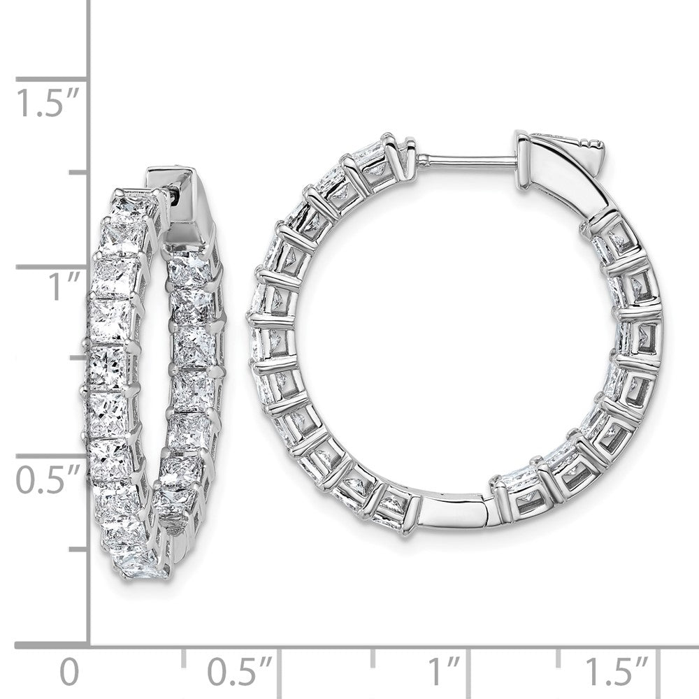 14K White Gold Inside/Outside Cert Lab Grown VS DEF Princess Diamond Hoop Earrings