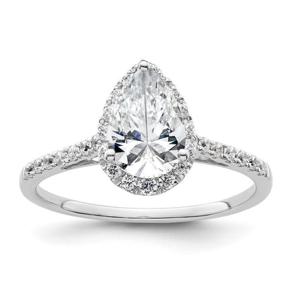 14K White Gold Halo (Holds 1.5 carat (9x6mm) Pear Center) 1/4 carat Diamond Semi-mount Engagement Ring