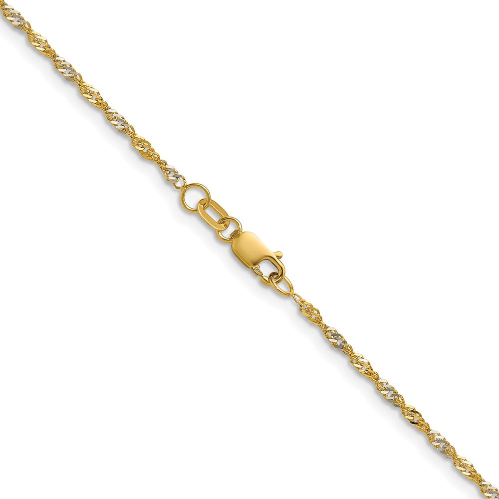 14K Yellow Gold with Rhodium 1.65mm Singapore 22 Inch Chain