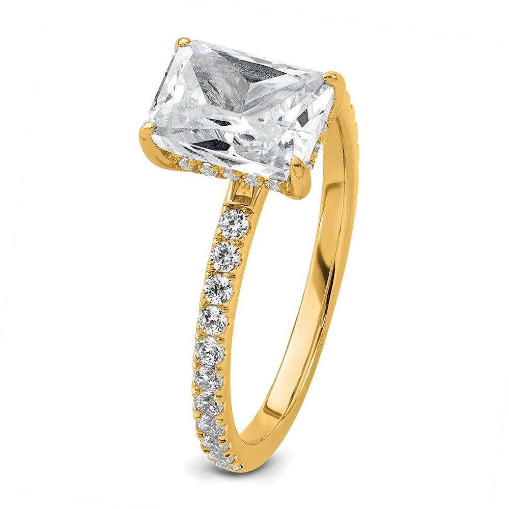 14K Yellow Gold 2 carat Certified Lab Grown Diamond VS/SI+ G+ Radiant Complete Solitaire with Flair Engagement Ring