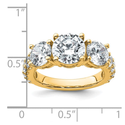 14K Yellow Gold 5 carat Certified Lab Grown Diamond VS+ F+ Round Complete Three Stone Engagement Ring