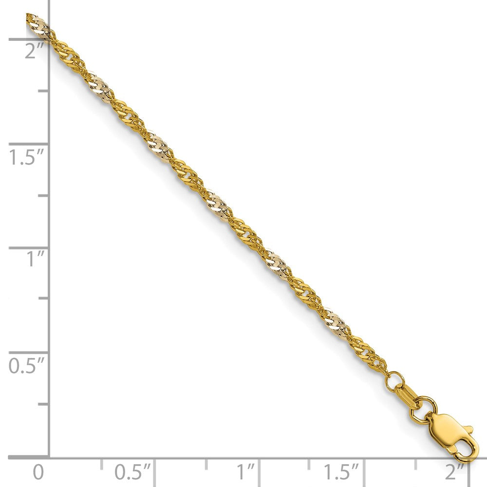 14K Yellow Gold with Rhodium 1.9mm Singapore 20 Inch Chain