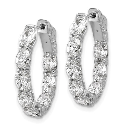 14K White Gold Certified 5x3 Oval Lab Grown VS/SI FGH Diamond Inside/Outside Hoop Ear