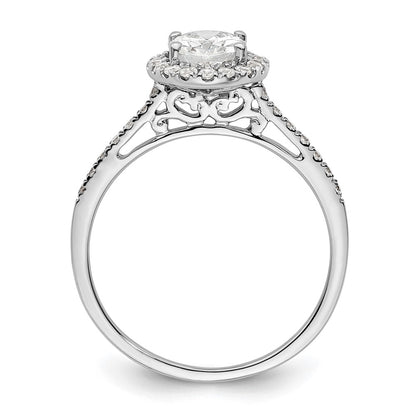 14K White Gold Halo (Holds 1.25 carat (7.5x5.5mm) Oval Center) 1/3 carat Diamond Semi-mount Engagement Ring