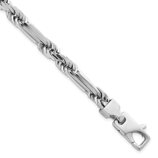 Sterling Silver Rhodium-plated Polished 8.00mm Figaro Rope Chain 8 Inch Bracelet