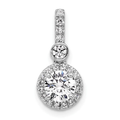14K White Gold 1 carat Lab Grown Diamond VS/SI+ G+ Round Complete Halo Pendant