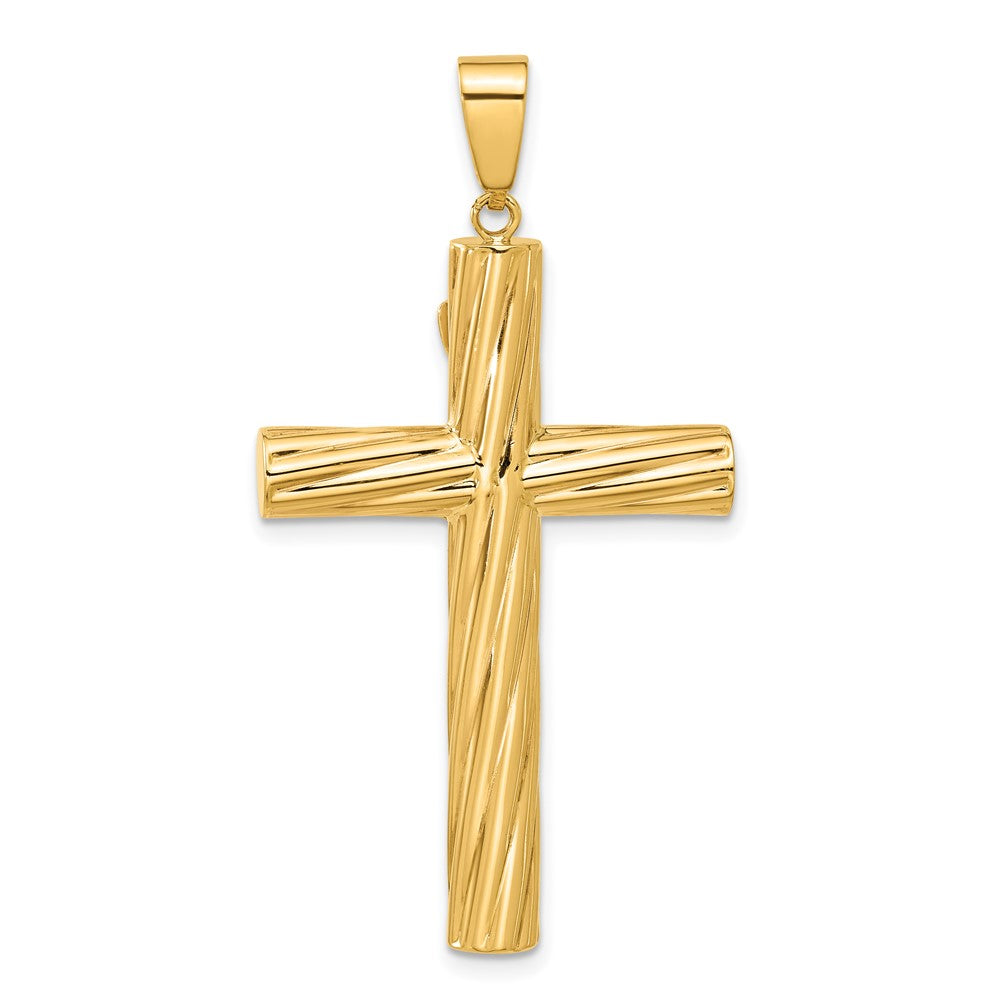 14K Yellow Gold Polished and Textured Crucifix Pendant