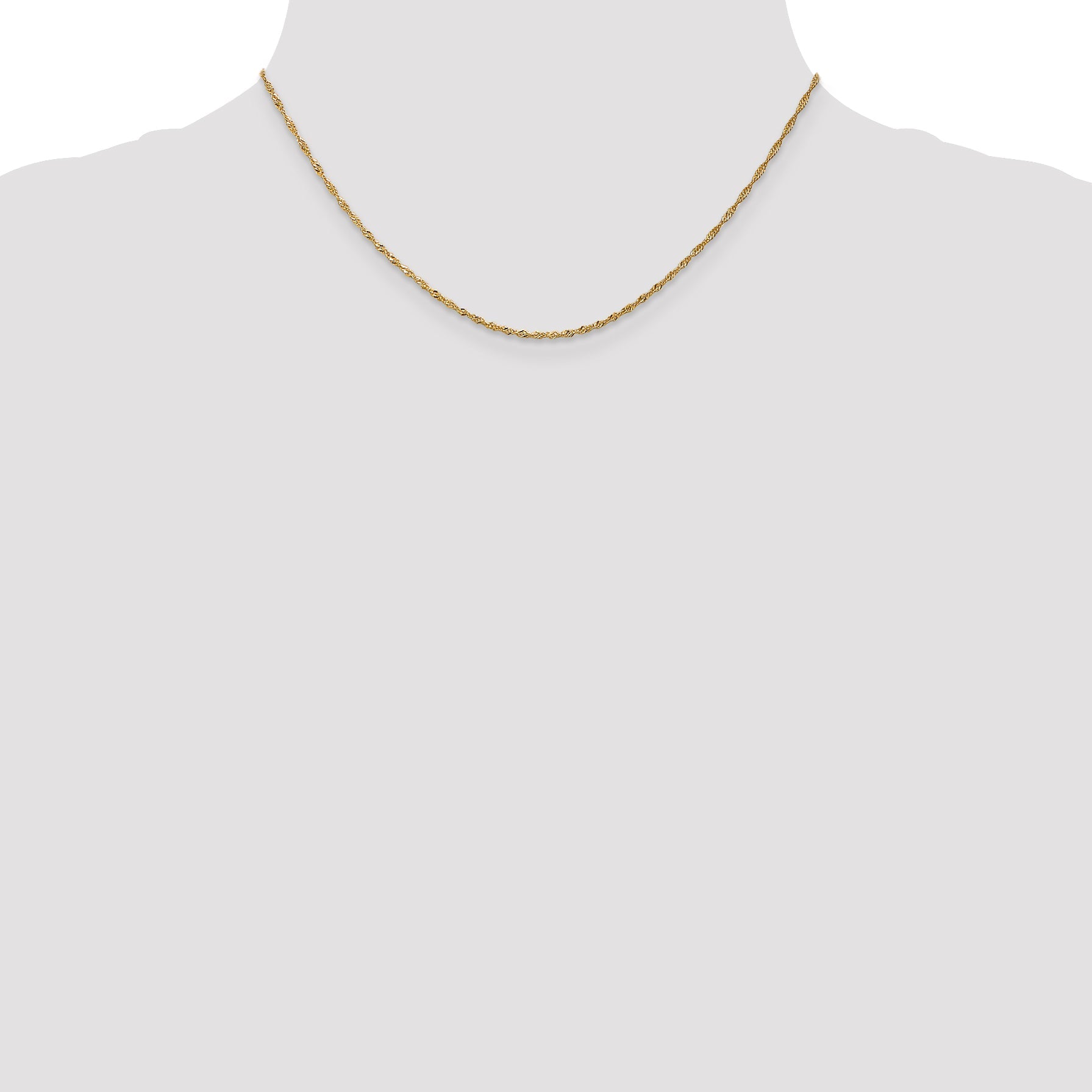 16 Inch 14K 1.3mm Singapore Chain Necklace