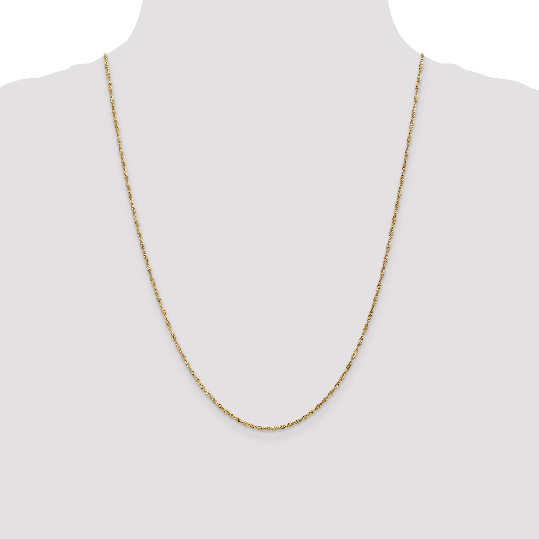 24 Inch 14K Yellow Gold 1.3mm Singapore Chain Necklace