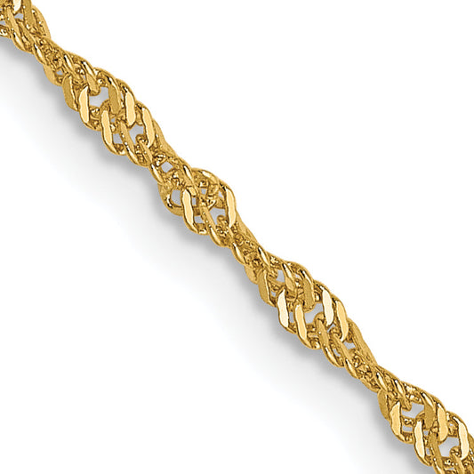 16 Inch 14K 1.3mm Singapore Chain Necklace