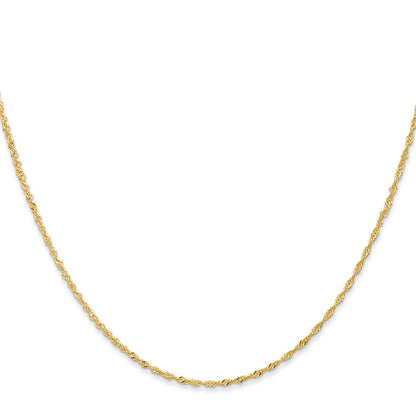 22 Inch 10K Yellow Gold 1 mm Singapore Chain Necklace