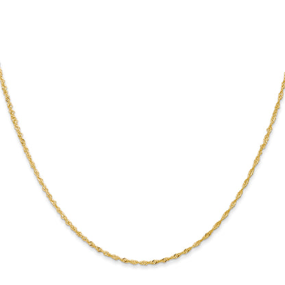 24 Inch 10K Yellow Gold 1 mm Singapore Chain Necklace