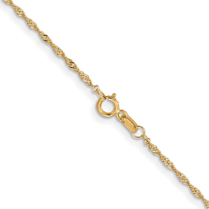 24 Inch 10K Yellow Gold 1 mm Singapore Chain Necklace