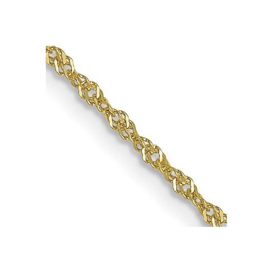 22 Inch 10K Yellow Gold 1 mm Singapore Chain Necklace