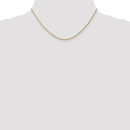 16 Inch 10K Yellow Gold 1.3 mm Singapore Chain Necklace