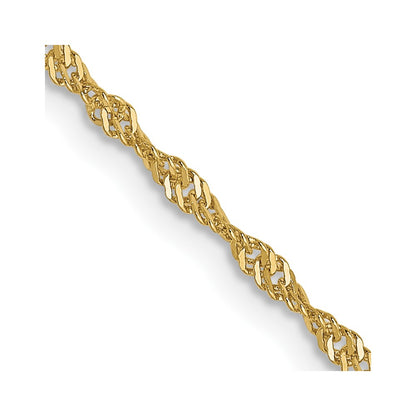 22 Inch 10K Yellow Gold 1.3 mm Singapore Chain Necklace