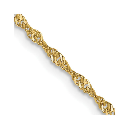 22 Inch 10K Yellow Gold 1.3 mm Singapore Chain Necklace