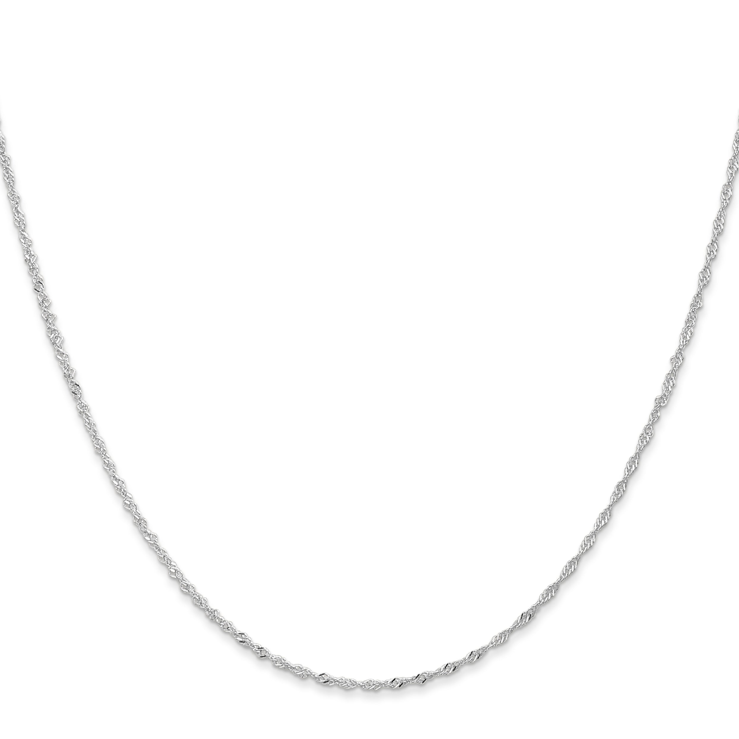22 Inch 10K White Gold 1mm Singapore Chain Necklace