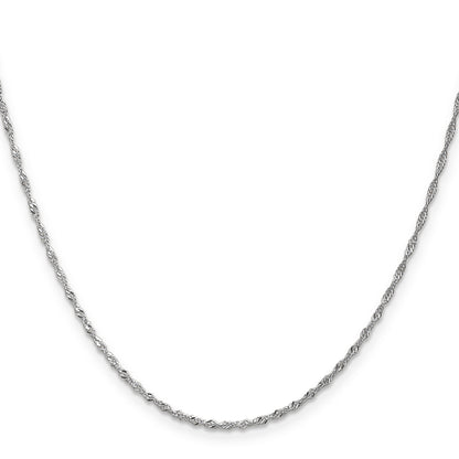 22 Inch 10K White Gold 1.3mm Singapore Chain Necklace