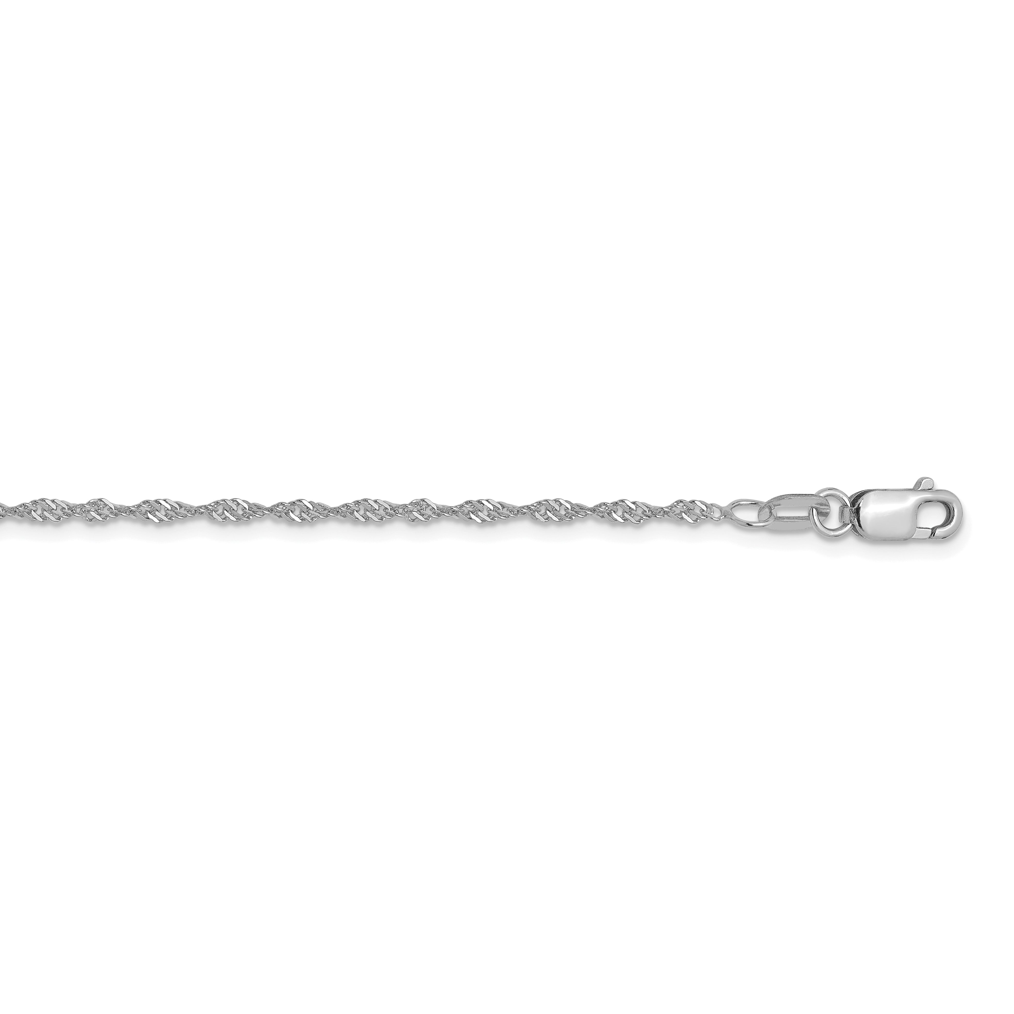 22 Inch 10K White Gold 1.3mm Singapore Chain Necklace