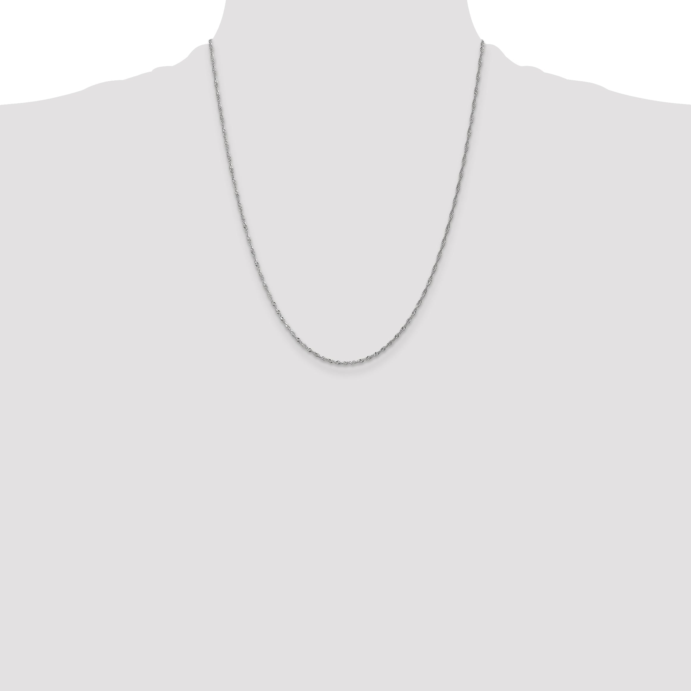 22 Inch 10K White Gold 1.3mm Singapore Chain Necklace