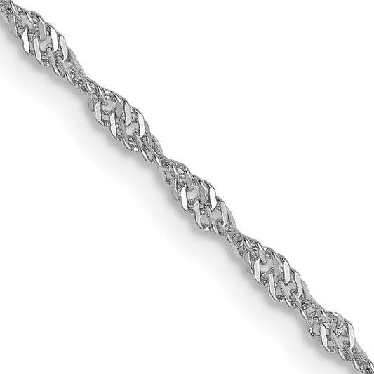 18 Inch 10K White Gold 1.3mm Singapore Chain Necklace