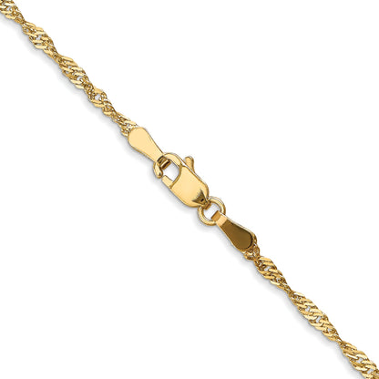 22 Inch 10K Yellow Gold 1.7 mm Singapore Chain Necklace