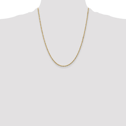 22 Inch 10K Yellow Gold 1.7 mm Singapore Chain Necklace