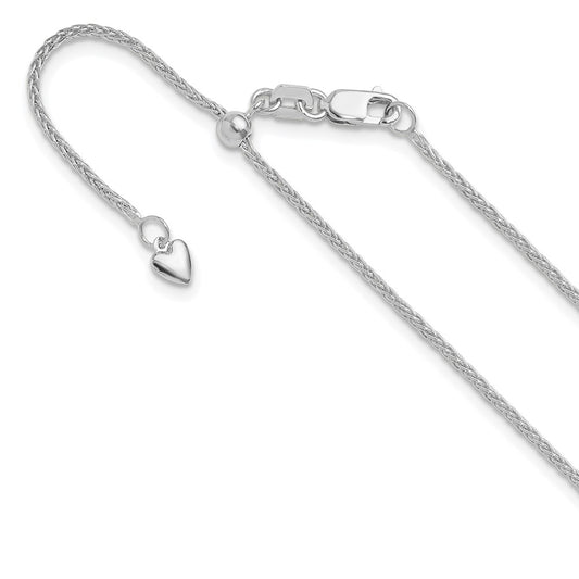 22 Inch 10K White Gold Adjustable 1.35mm Wheat Chain Necklace