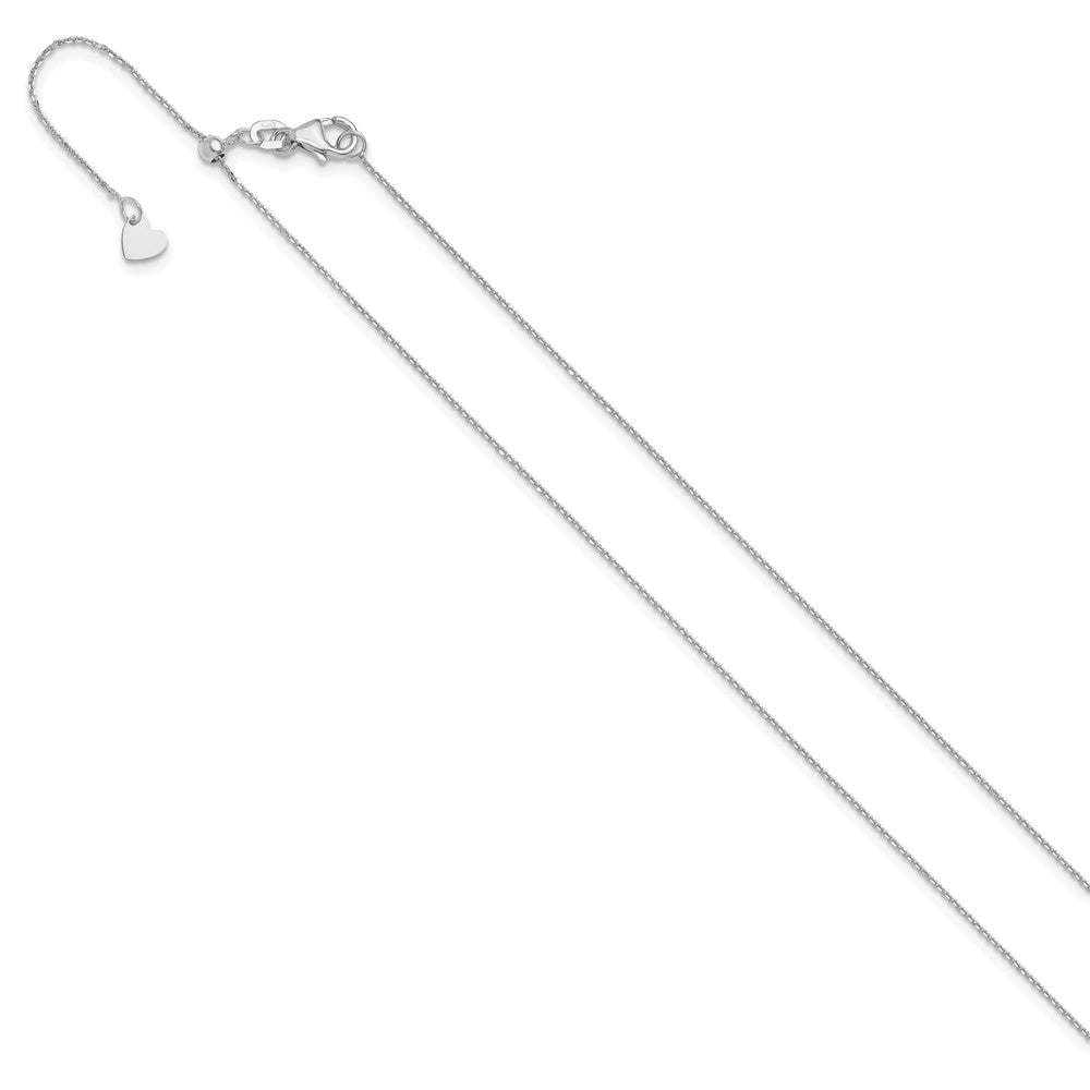 22 Inch 10K White Gold Adjustable 1mm D/C Cable Chain Necklace