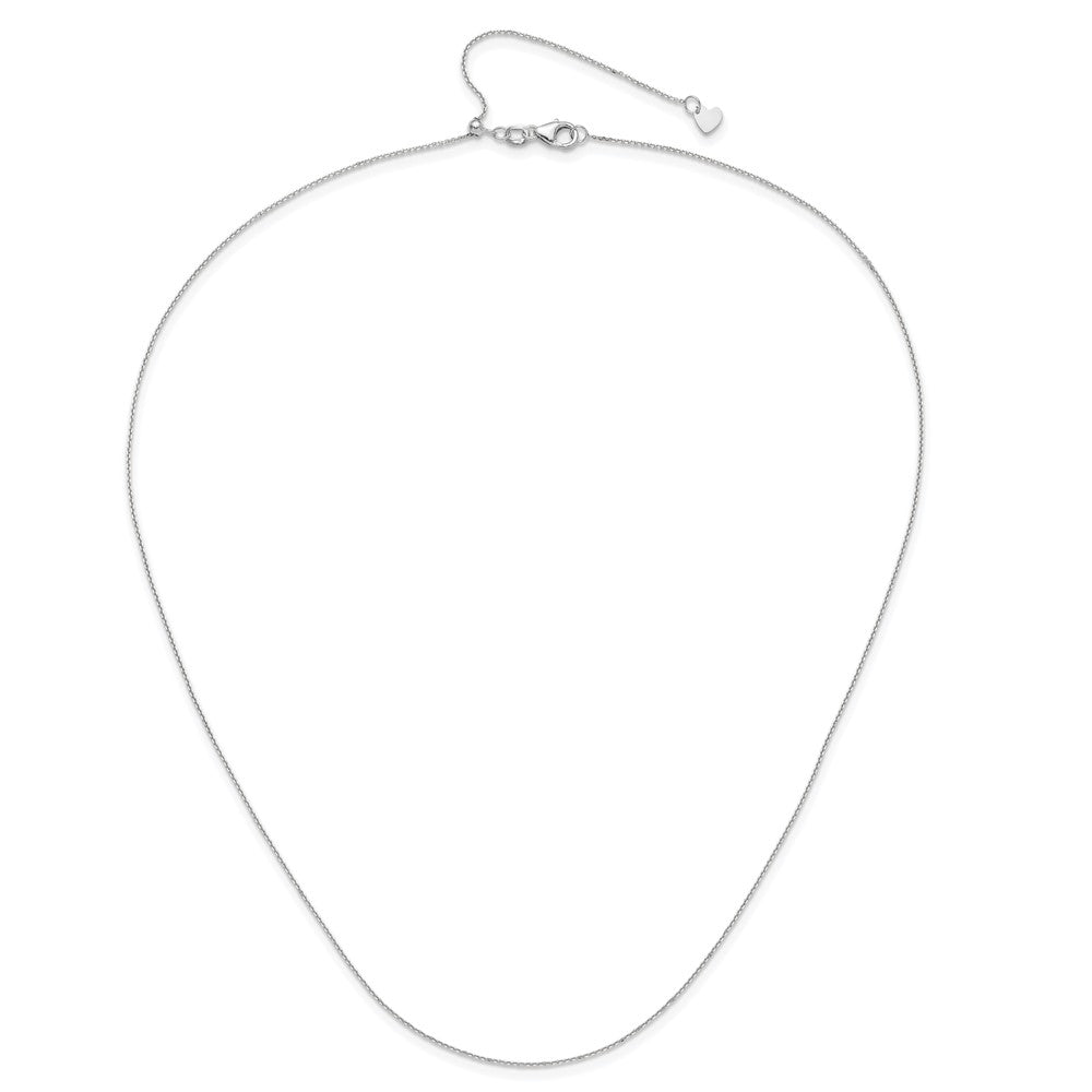 22 Inch 10K White Gold Adjustable 1mm D/C Cable Chain Necklace