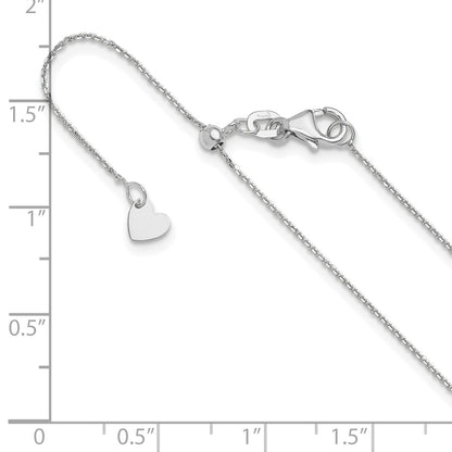 22 Inch 10K White Gold Adjustable 1mm D/C Cable Chain Necklace