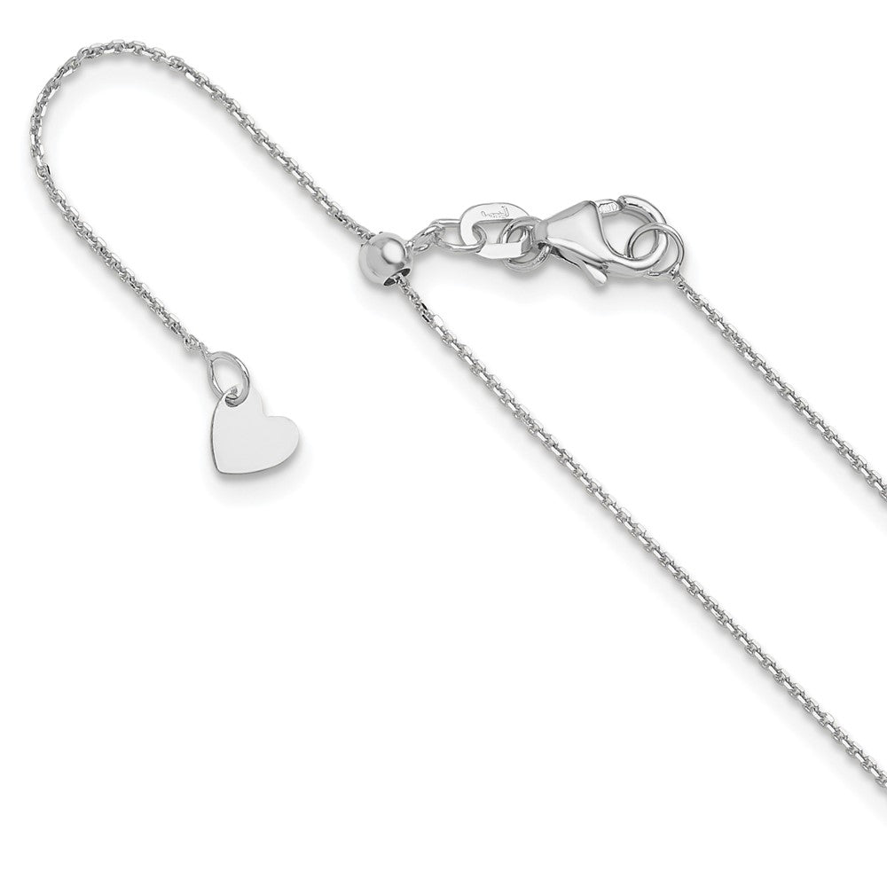 22 Inch 10K White Gold Adjustable 1mm D/C Cable Chain Necklace