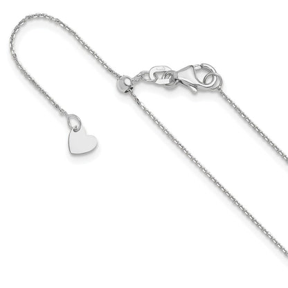 22 Inch 10K White Gold Adjustable 1mm D/C Cable Chain Necklace
