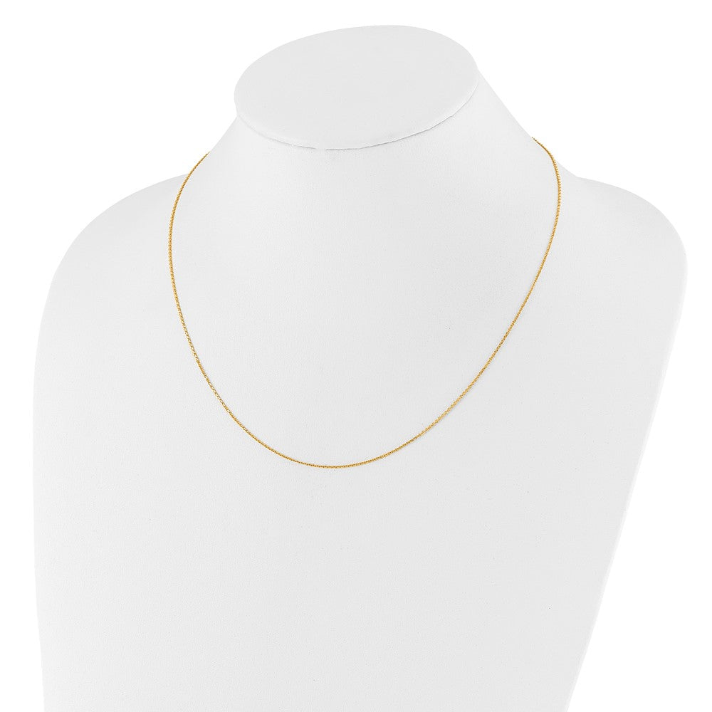22 Inch 10K Yellow Gold Adjustable 1.1mm D/C Cable Chain Necklace