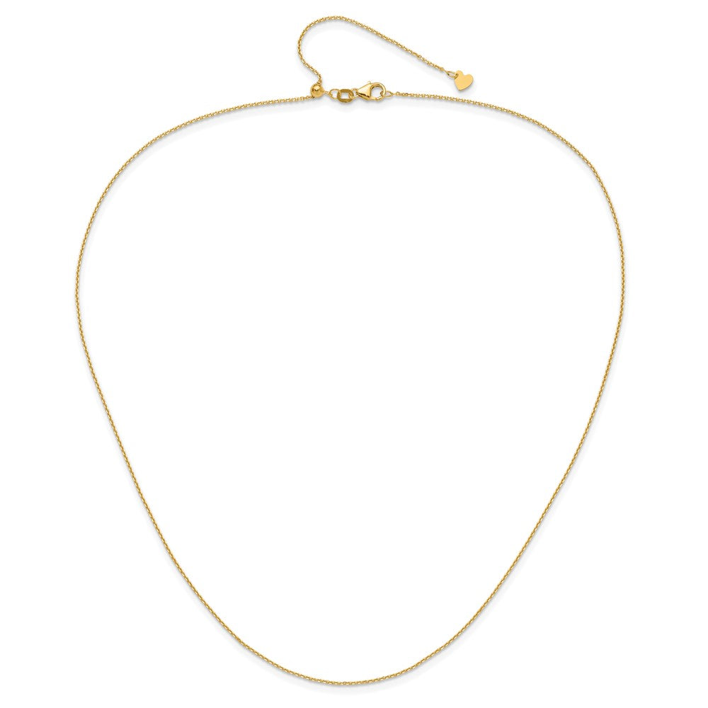 22 Inch 10K Yellow Gold Adjustable 1.1mm D/C Cable Chain Necklace