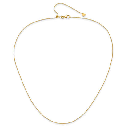 22 Inch 10K Yellow Gold Adjustable 1.1mm D/C Cable Chain Necklace