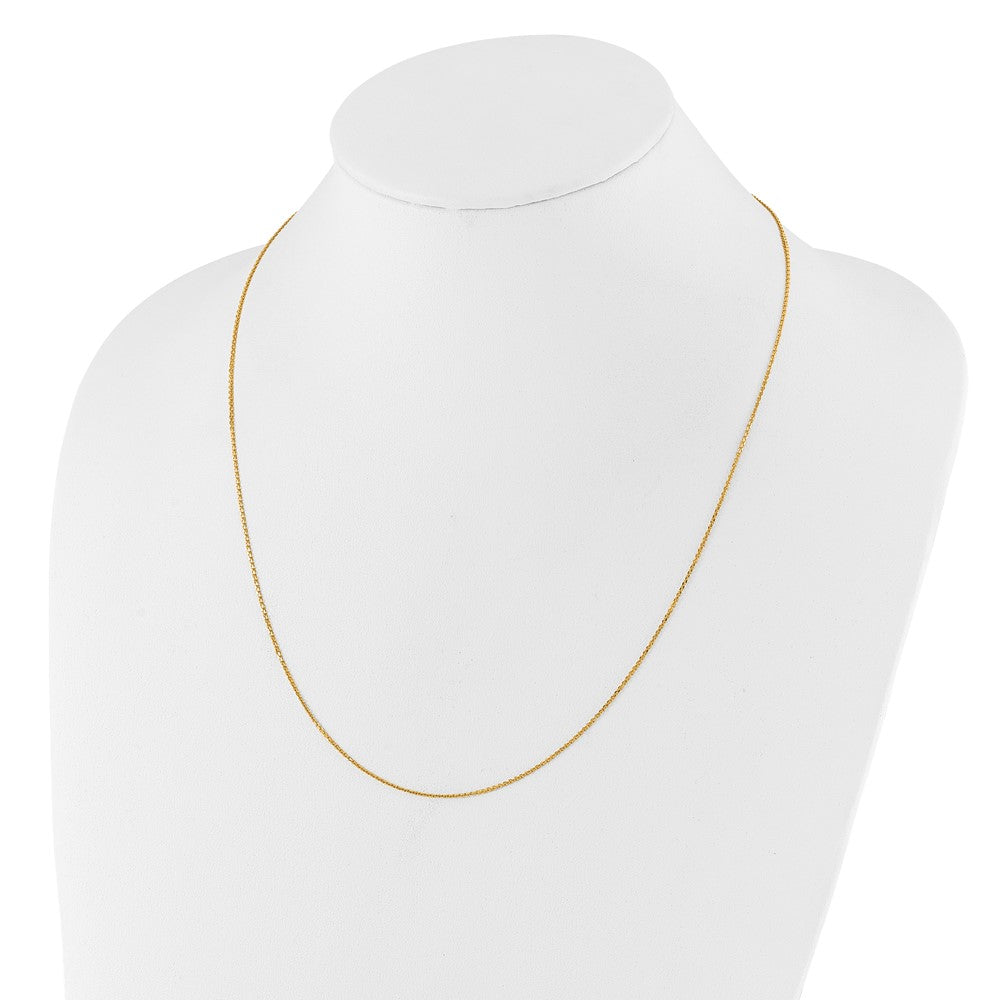 22 Inch 10K Yellow Gold Adjustable 1.1mm D/C Cable Chain Necklace