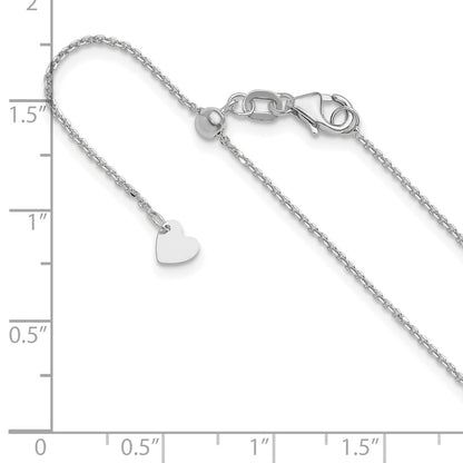 22 Inch 10K White Gold Adjustable 1.1mm D/C Cable Chain Necklace