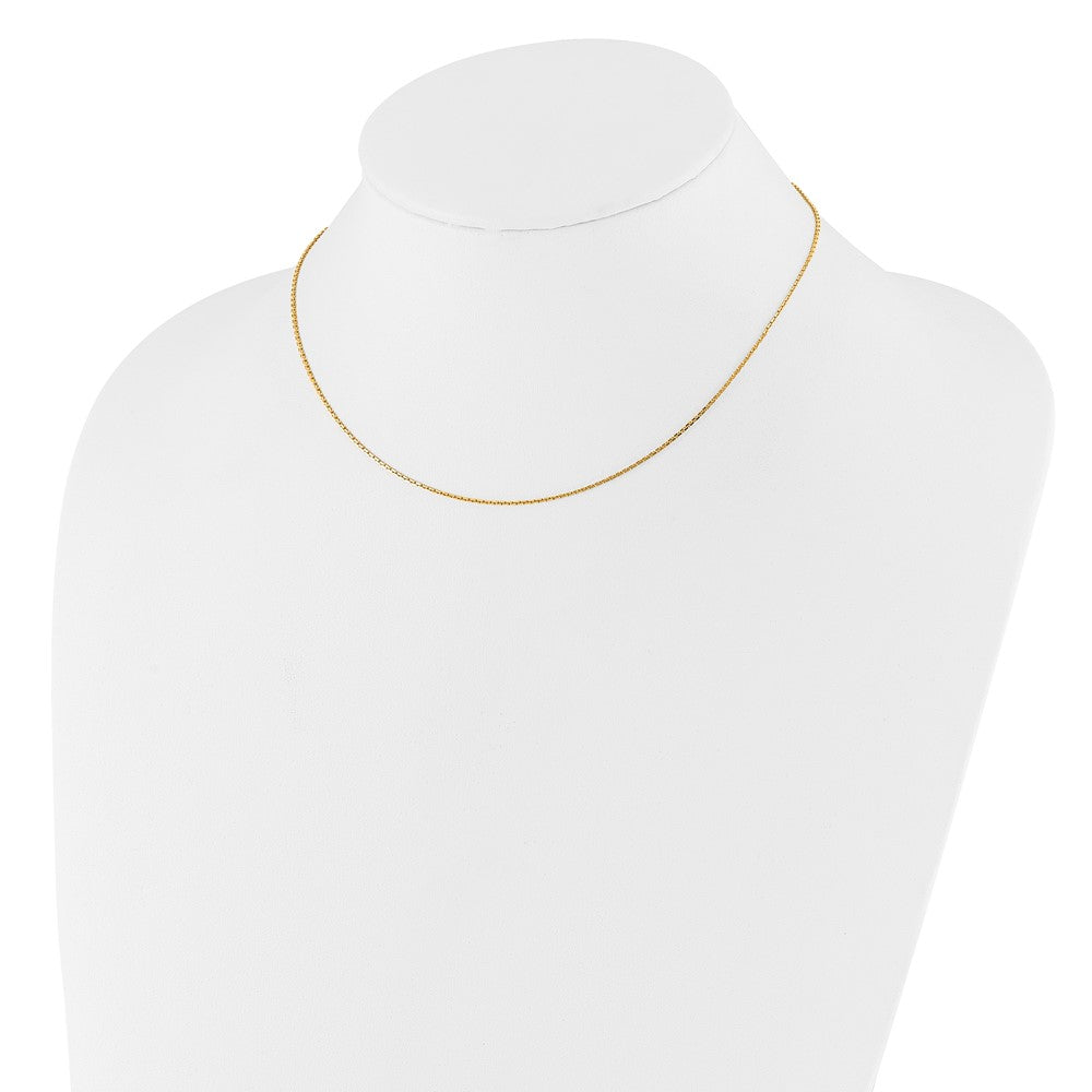 18 Inch 10K Yellow Gold 1.05mm D/C Cable 1In+1In Adjustable Chain Necklace