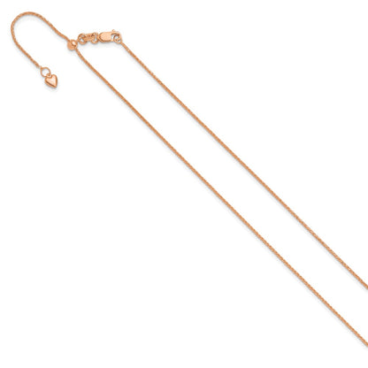 22 Inch 10K Rose Gold Adjustable 1mm Wheat Chain Necklace