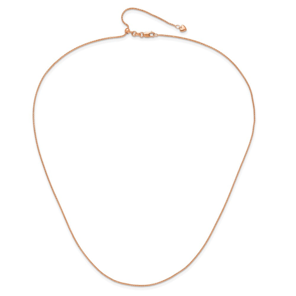 22 Inch 10K Rose Gold Adjustable 1mm Wheat Chain Necklace