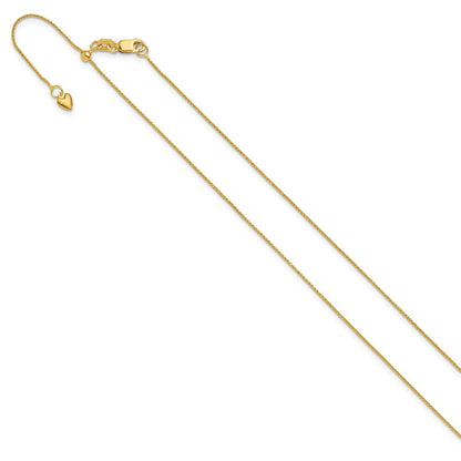 22 Inch 10K Yellow Gold Adjustable .8mm D/C Wheat Chain Necklace