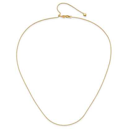 22 Inch 10K Yellow Gold Adjustable .8mm D/C Wheat Chain Necklace