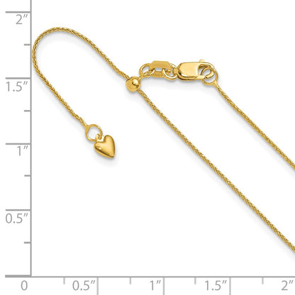 22 Inch 10K Yellow Gold Adjustable .8mm D/C Wheat Chain Necklace