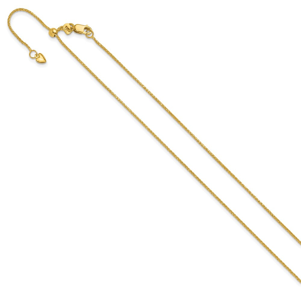 22 Inch 10K Yellow Gold Adjustable 1mm D/C Wheat Chain Necklace